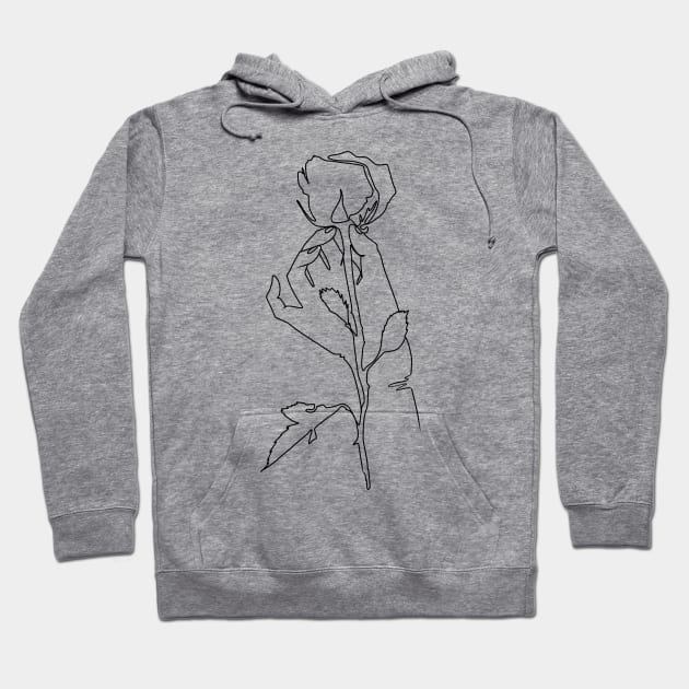 hand holding a rose minimalistic lineart Hoodie by acatalepsys 